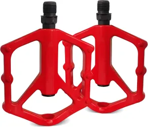 14mm Non-Slip Lightweight Aluminum Alloy Bicycle Pedals,Road/MTB Flat Pedals,Mountain Bike Pedals,Fits 9/16" Road Mountain BMX MTB Bike Pedal(red)