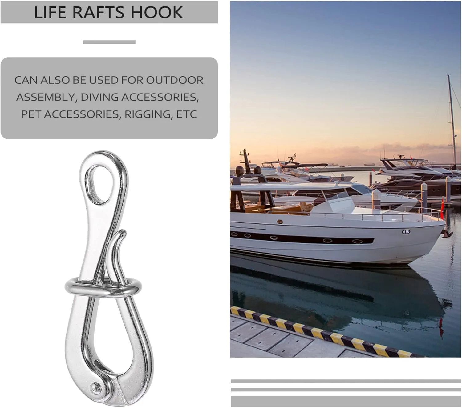 2 Pack 100mm Pelican Hooks& Quick Pelican Hook Link Pelican Hook Climbing Buckle Eye with Quick