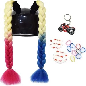 2 Psc Helmet Pigtail Motorcycle Helmet Ponytail Bicycle Helmet Braids Hair Tails for Any Helmets Decorations Cup Reusable