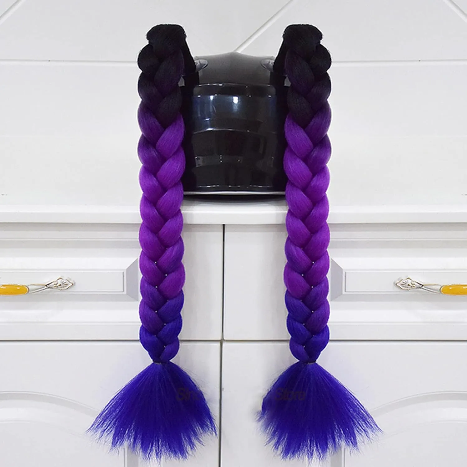 2 Psc Helmet Pigtail Motorcycle Helmet Ponytail Bicycle Helmet Braids Hair Tails for Any Helmets Decorations Cup Reusable
