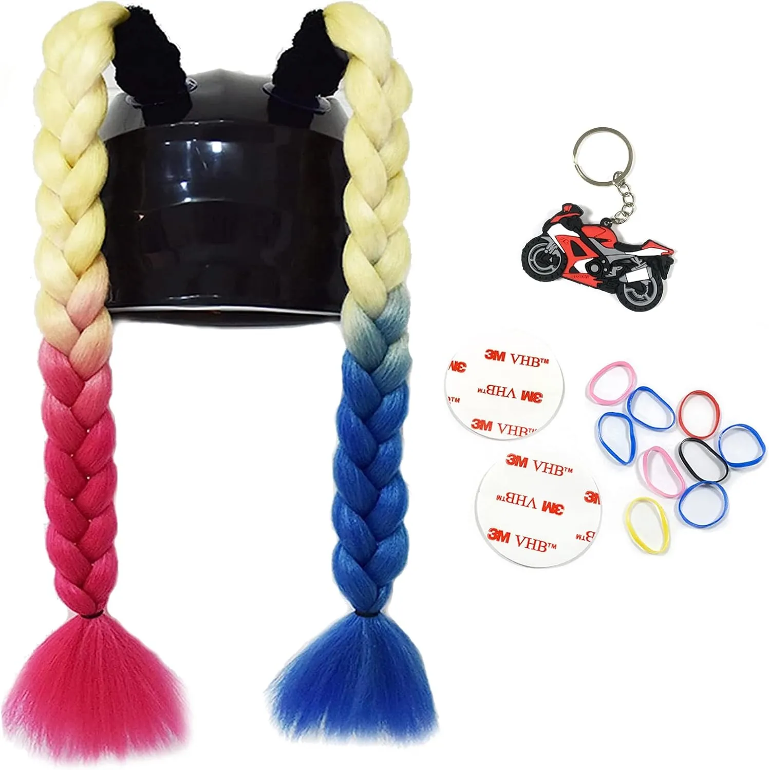 2 Psc Helmet Pigtail Motorcycle Helmet Ponytail Bicycle Helmet Braids Hair Tails for Any Helmets Decorations Cup Reusable
