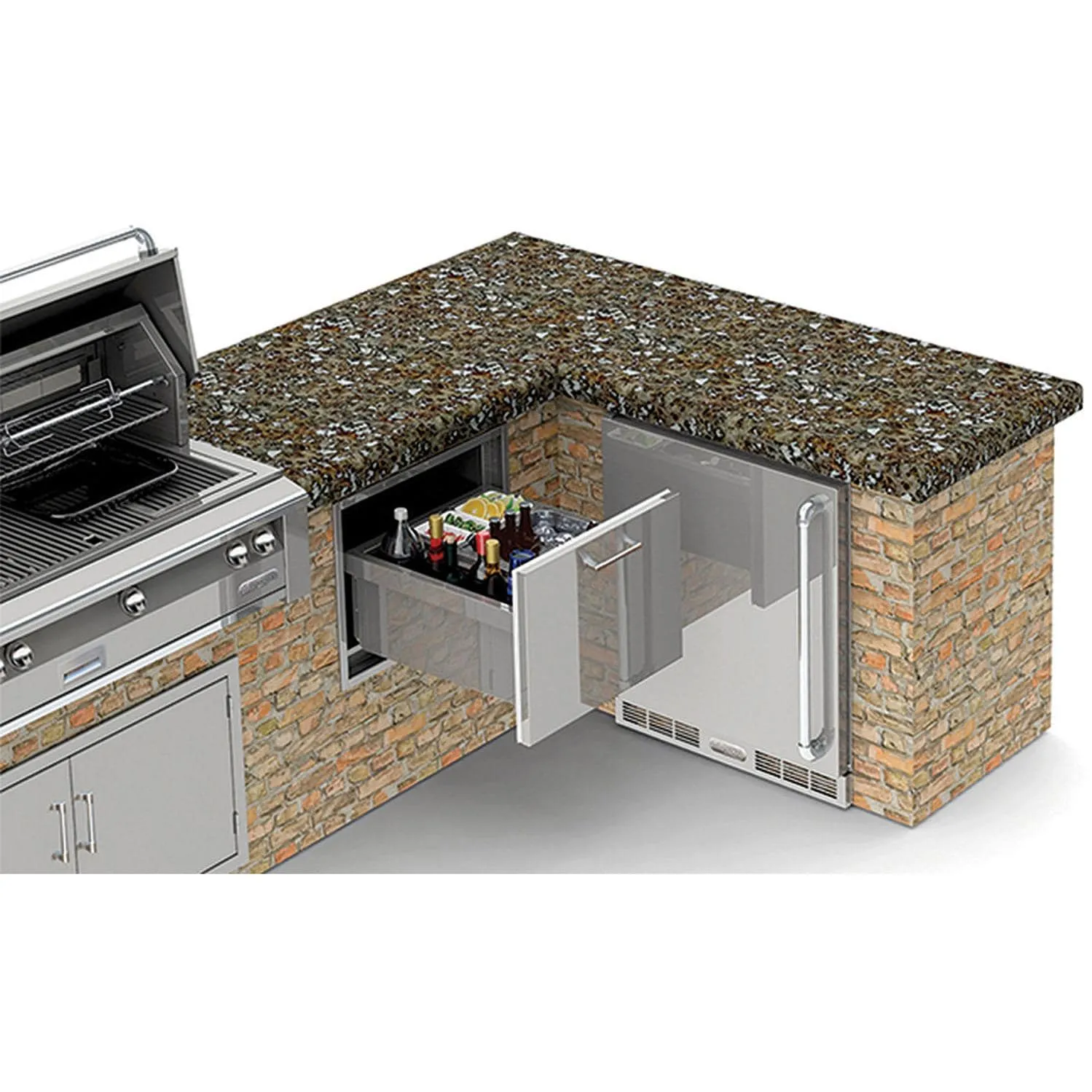Alfresco: Insulated Undercounter Ice Drawer & Beverage Center