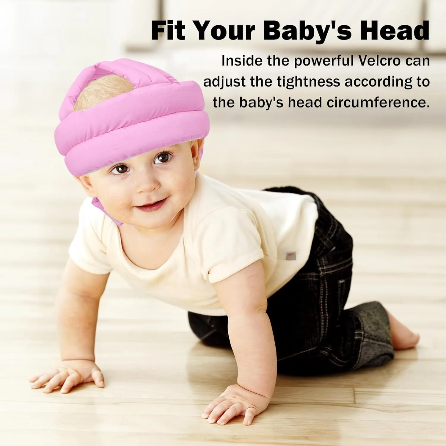 Baby Head Protector Baby Helmet for Crawling Walking, No Bumps Safety Head Adjustable Protective Cap for Walking, Playing (Pink)