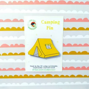 Camping Tent Pin Badge - Yellow