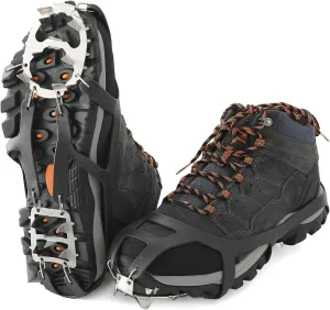 Crampons Ice Cleats Traction Snow Grips for Boots Shoes Women Men Anti Slip with Seamless Welded Steel Crampons for Hiking Fishing Walking