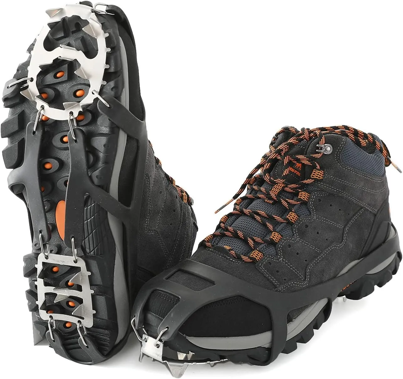Crampons Ice Cleats Traction Snow Grips for Boots Shoes Women Men Anti Slip with Seamless Welded Steel Crampons for Hiking Fishing Walking