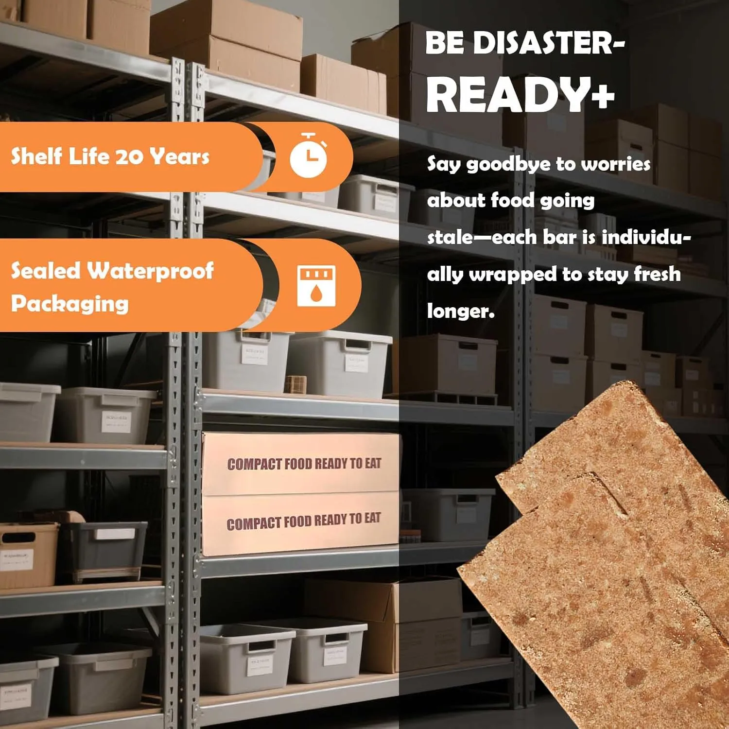 Emergency Food Ration Bars,Original Flavor Survival Food, 20 Years Long Self Life Survival Tabs Supply, Meals Military 2025 Rations Bars for Outdoor Camping Emergency Snowstorm Earthquake Disaster Preparedness Kit
