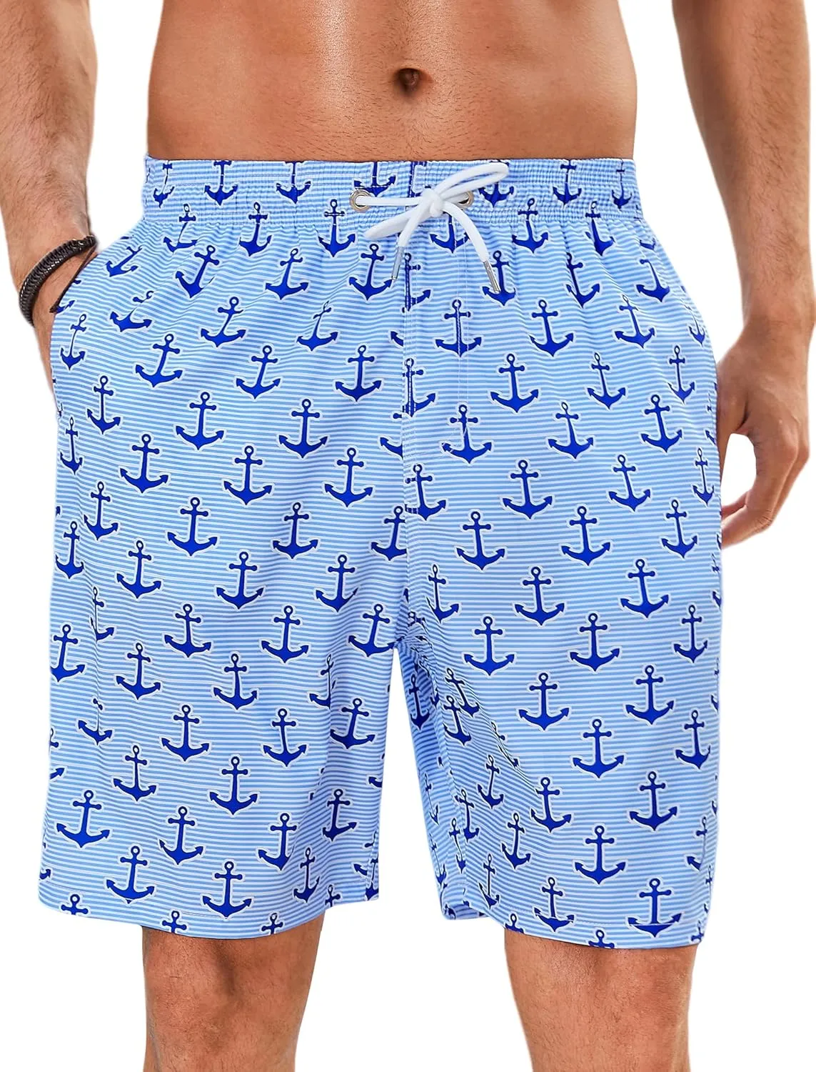 Enlision Mens Swim Trunks with Mesh Lining Quick Dry Beach Hawaiian Shorts with Pockets 7.5" Inseam Bathing Suit for Men