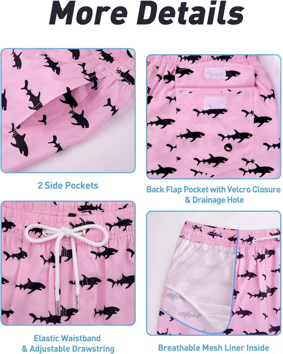 Enlision Mens Swim Trunks with Mesh Lining Quick Dry Beach Hawaiian Shorts with Pockets 7.5" Inseam Bathing Suit for Men