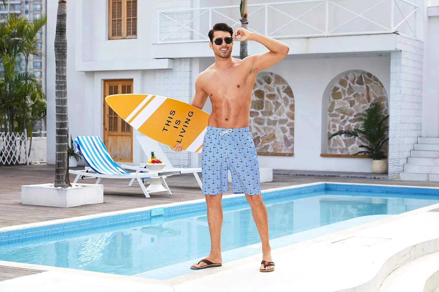 Enlision Mens Swim Trunks with Mesh Lining Quick Dry Beach Hawaiian Shorts with Pockets 7.5" Inseam Bathing Suit for Men