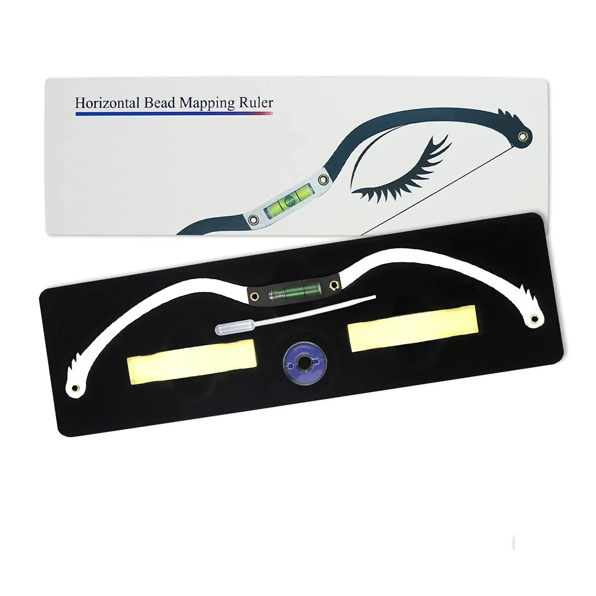 Guapa Eyebrow Marker Ruler Featuring Bubble Leveler Eyebrow Mapping Tool Kit Featuring Bow with String Eyebrow Bow Mapper Tool with Mapping Thread for Shaped Brows Permanent Makeup Tattoo (Silver)