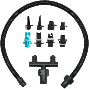 High Pressure Air Hose Kit with 8 Nozzles,Electric Paddle Board Pump Hose Replacement with a Free Tee Shape Air Splitter 25 PSI Sup Air Pump