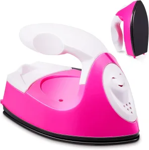 Honoson Mini Craft Iron Mini Heat Press Small Portable Tiny Iron with Charging Base Accessories for Fuse Beads Patch DIY Shoes T-shirts Heat Transfer Vinyl Projects(Pink)