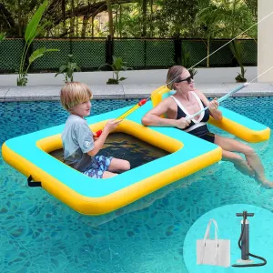 Inflatable Floating Dock with Seat  79 47 Durable PVC Water Platform Hammock for Adults, Kids & Pets  Heavy-Duty Lake River Raft for Sunchill Summer Parties, Pool & Beach Fun, 242 lbs Capacity