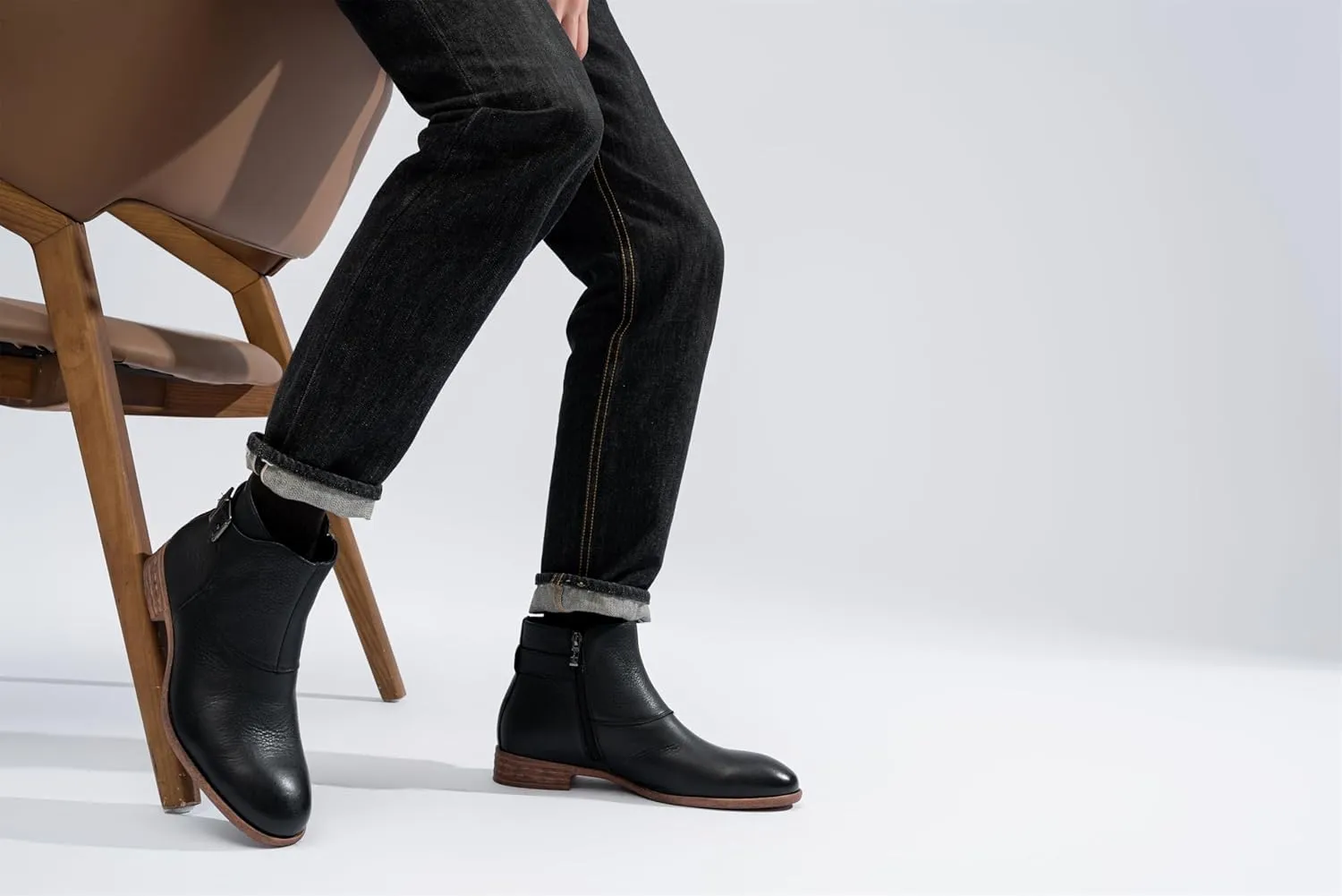 Jousen Mens Chukka Boots Side Zipper Causal Pull On Dress Boots For Men