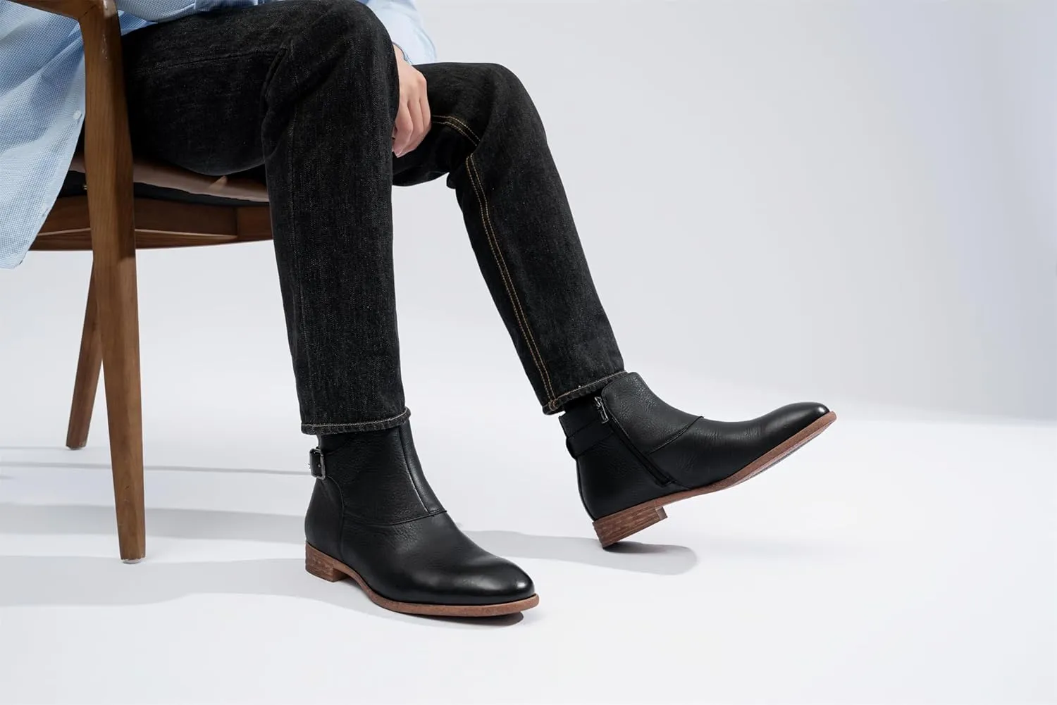 Jousen Mens Chukka Boots Side Zipper Causal Pull On Dress Boots For Men