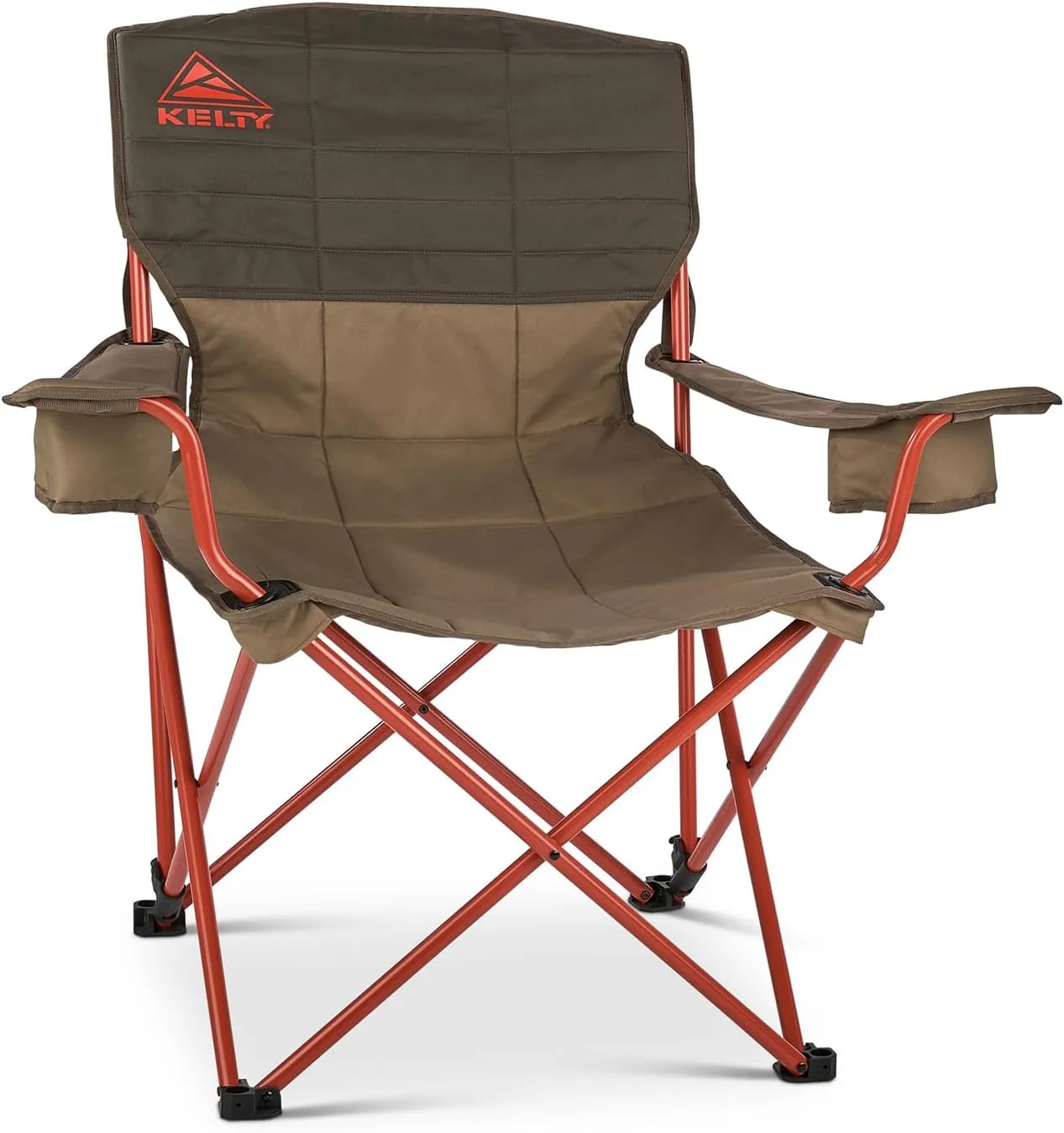 Kelty Deluxe Lounge Chair  Folding Outdoor Camp Chair, Insulated Cupholders, Customized Recline, Steel Frame, Padded Roll Storage, 2024 (Deep Lake)