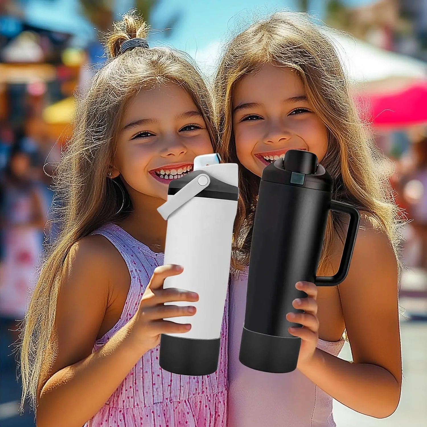 Mity rain 2PCS Protective Silicone Boots for Owala 30oz & 40oz FreeSip Sway Bottles & Tumblers - Accessories for owala, Enhances Stability & Prevents Scratches (Black)
