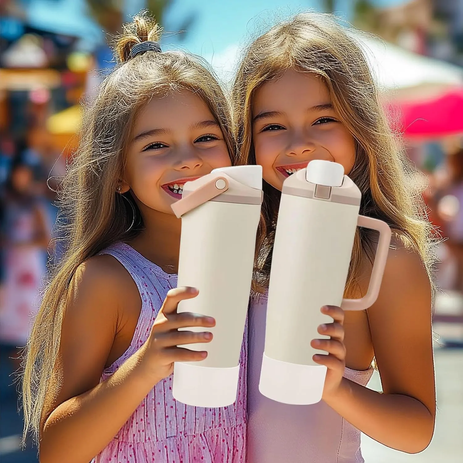 Mity rain 2PCS Protective Silicone Boots for Owala 30oz & 40oz FreeSip Sway Bottles & Tumblers - Accessories for owala, Enhances Stability & Prevents Scratches (Ivory)