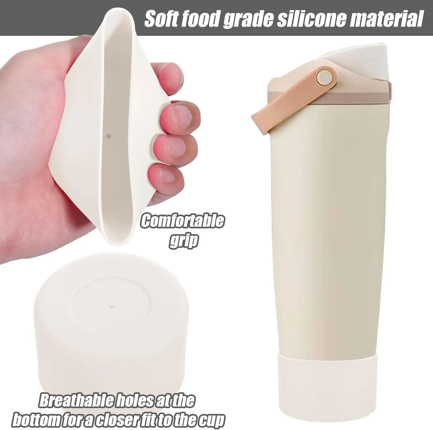 Mity rain 2PCS Protective Silicone Boots for Owala 30oz & 40oz FreeSip Sway Bottles & Tumblers - Accessories for owala, Enhances Stability & Prevents Scratches (Ivory)