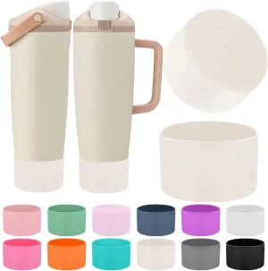 Mity rain 2PCS Protective Silicone Boots for Owala 30oz & 40oz FreeSip Sway Bottles & Tumblers - Accessories for owala, Enhances Stability & Prevents Scratches (Ivory)