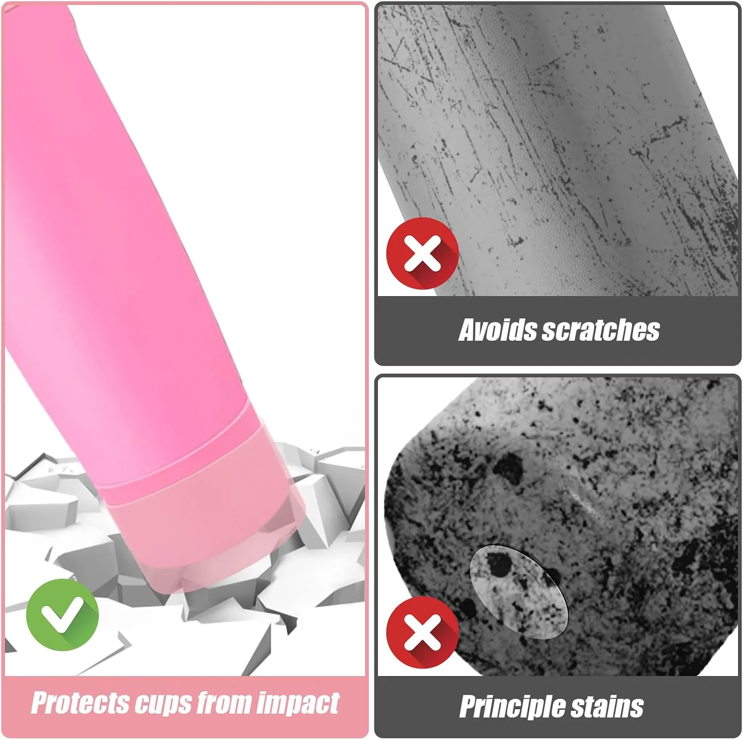 Mity rain 2PCS Protective Silicone Boots for Owala 30oz & 40oz FreeSip Sway Bottles & Tumblers - Accessories for owala, Enhances Stability & Prevents Scratches (Light Pink)