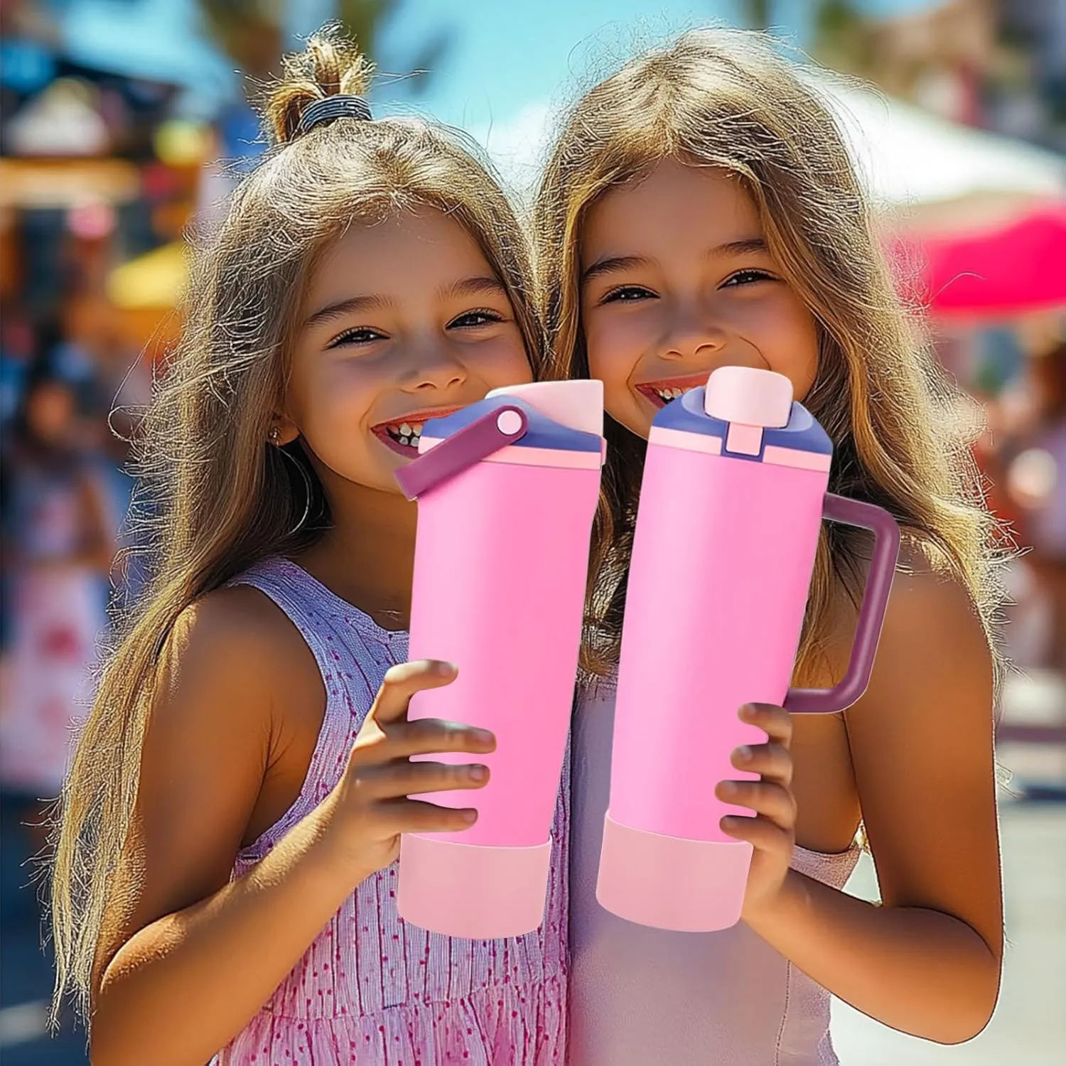 Mity rain 2PCS Protective Silicone Boots for Owala 30oz & 40oz FreeSip Sway Bottles & Tumblers - Accessories for owala, Enhances Stability & Prevents Scratches (Light Pink)