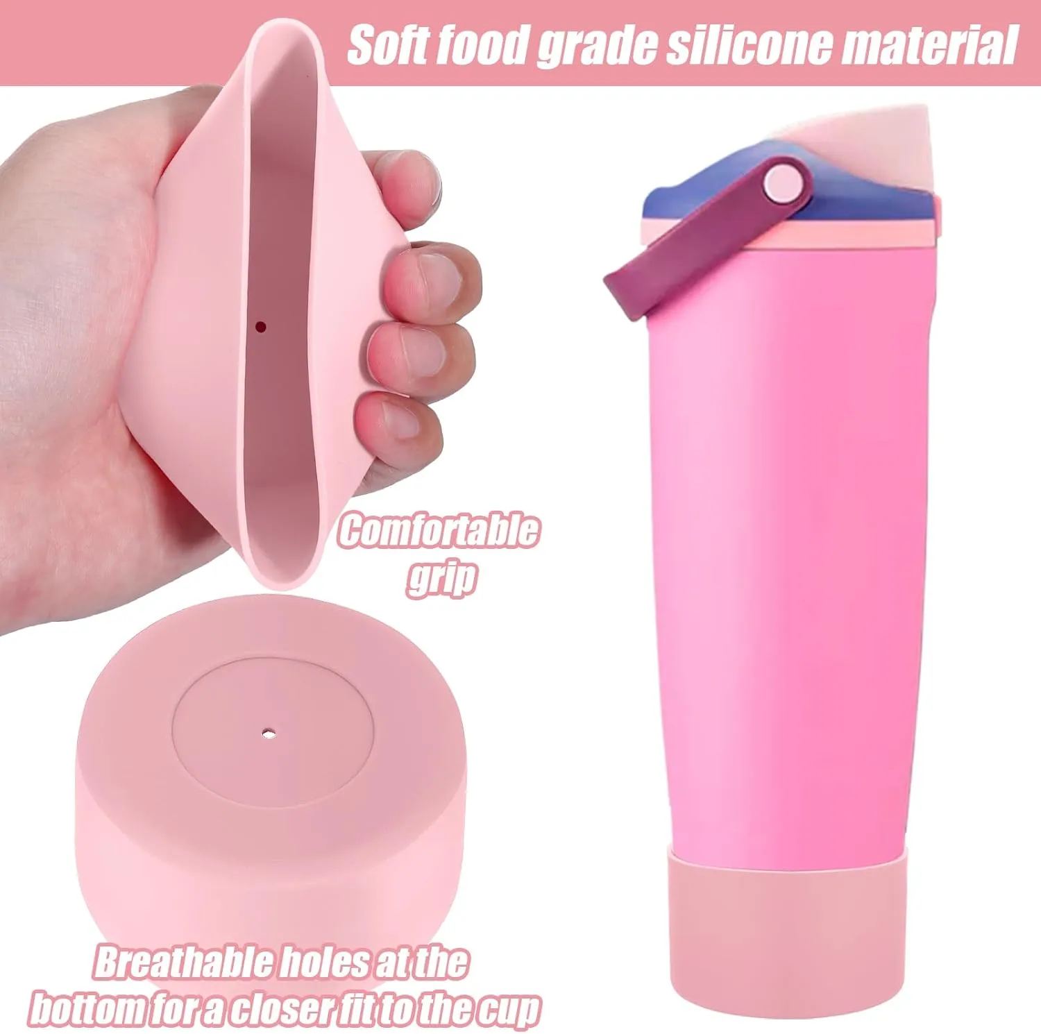 Mity rain 2PCS Protective Silicone Boots for Owala 30oz & 40oz FreeSip Sway Bottles & Tumblers - Accessories for owala, Enhances Stability & Prevents Scratches (Light Pink)
