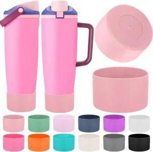 Mity rain 2PCS Protective Silicone Boots for Owala 30oz & 40oz FreeSip Sway Bottles & Tumblers - Accessories for owala, Enhances Stability & Prevents Scratches (Light Pink)