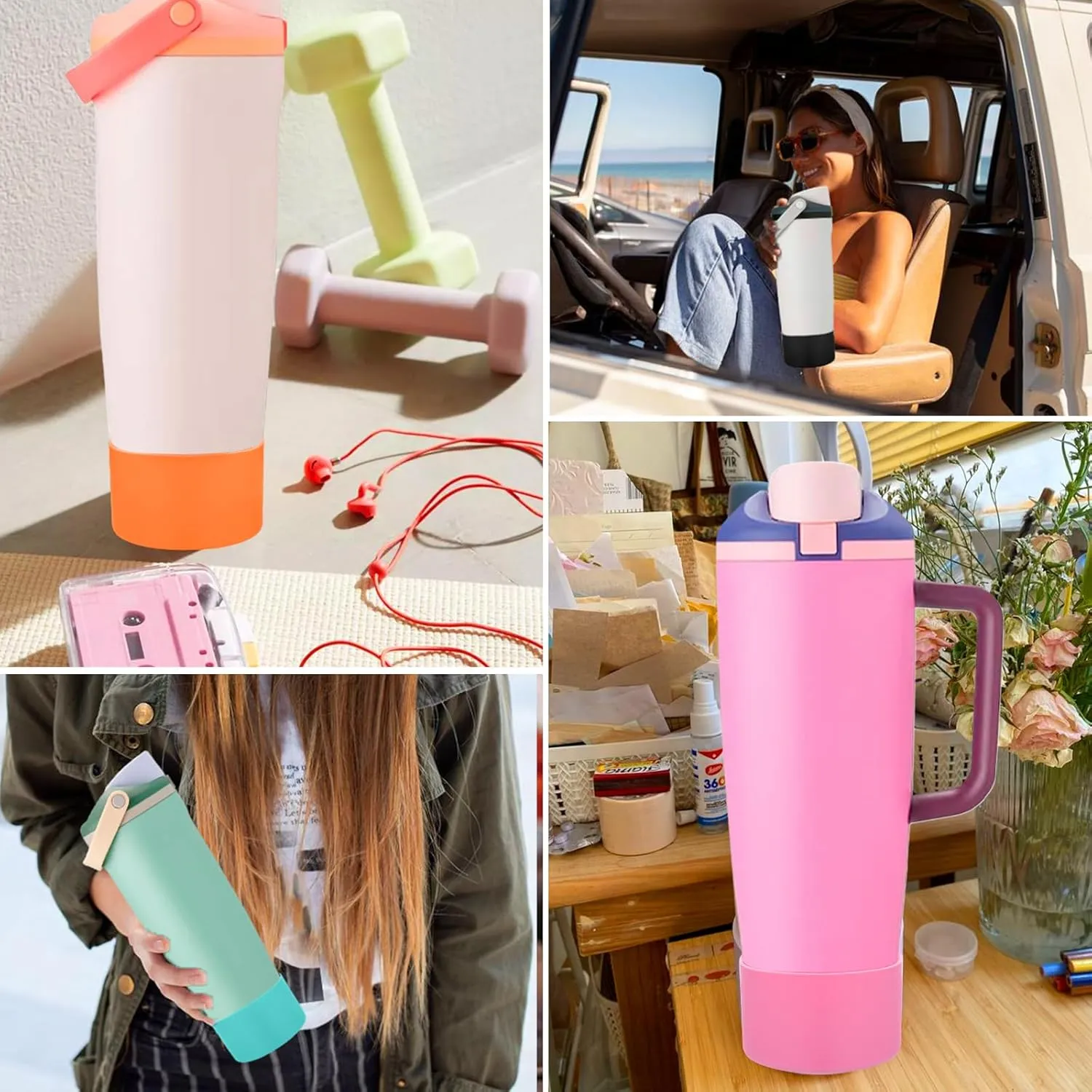 Mity rain 2PCS Protective Silicone Boots for Owala 30oz & 40oz FreeSip Sway Bottles & Tumblers - Accessories for owala, Enhances Stability & Prevents Scratches (Light Pink)