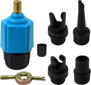 Paddle Board Pump Adapter, Air Pump Adapter for Inflatables, Compressor Air Valve Converter with 4 Air Valve Nozzles for Inflatable Boat, Stand Up Paddle Board,Inflatable Bed - Blue