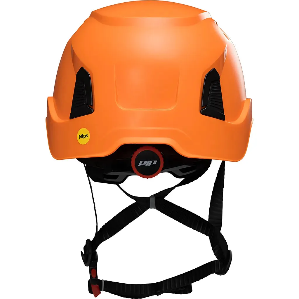 PIP 280-HP1491RVM-03 Vented, Industrial Climbing Helmet with Mips Technology, ABS Shell, EPS Foam Impact Liner, HDPE Suspension, Wheel Ratchet Adjustment and 4-Point Chin Strap
