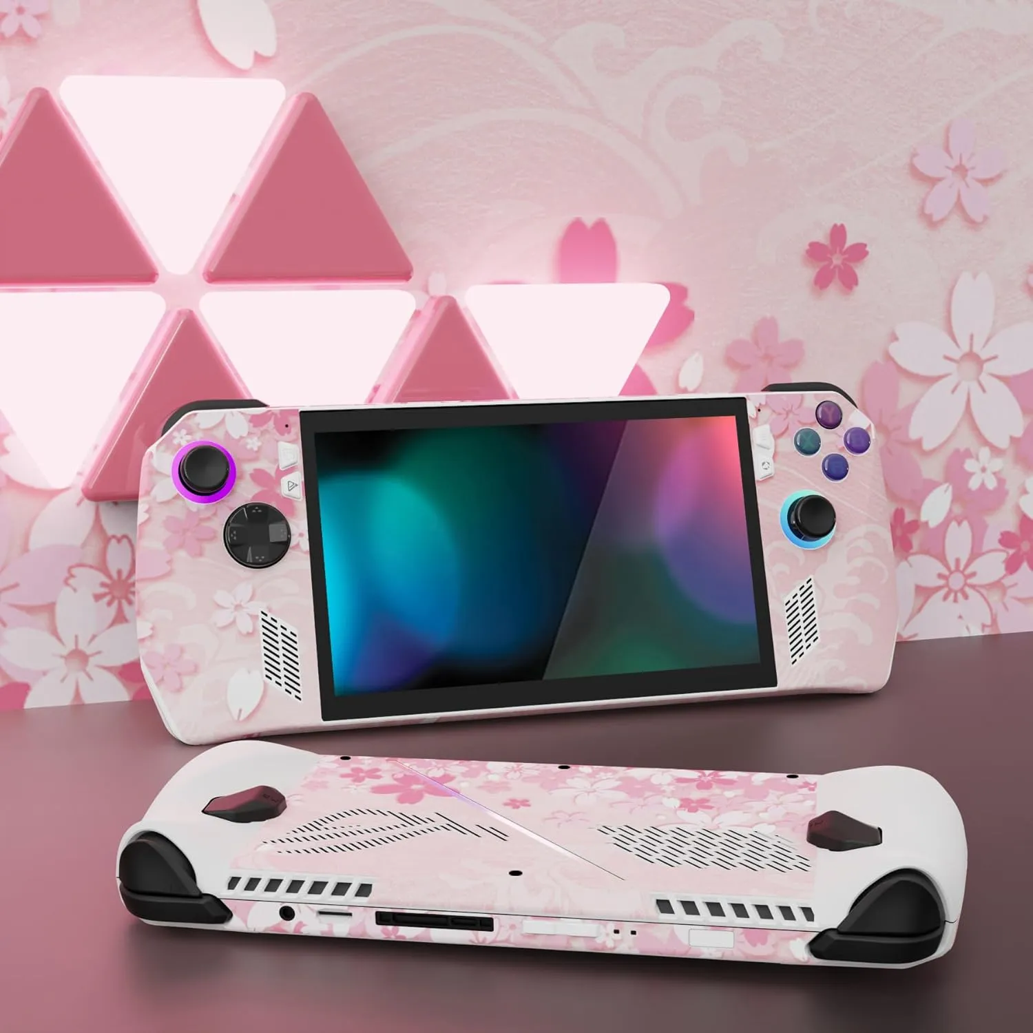PlayVital 2 Set Protective Skin Decal for ROG Ally, Custom Stickers Vinyl Wraps for ROG Ally Handheld Gaming Console - Cherry Blossoms Petals