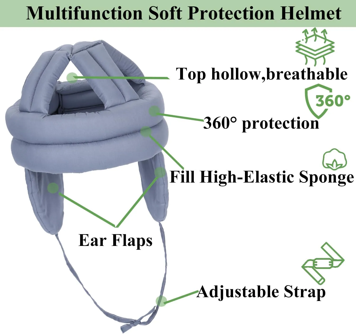 Thick Soft Elderly Protective Hat, Special Needs Hat, with Breathable