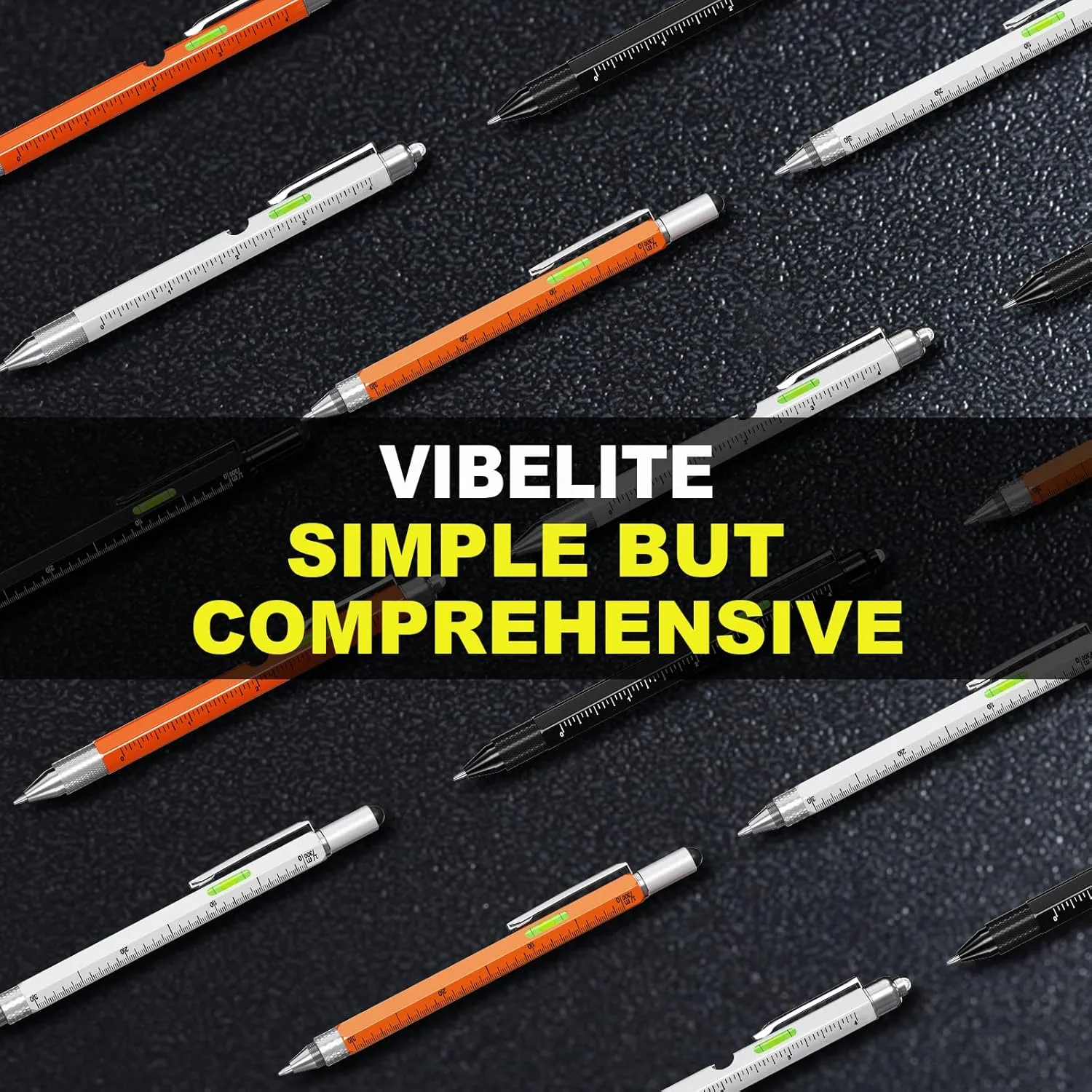 VIBELITE Fathers Day Dad Gifts for Dad Husband, 11 in 1 Multitool Pen Set with LED, Stylus, Level, Screwdriver, Flathead, Fathers Day Gift from Daughter Wife Son, Gadgets for Men, Father, Black