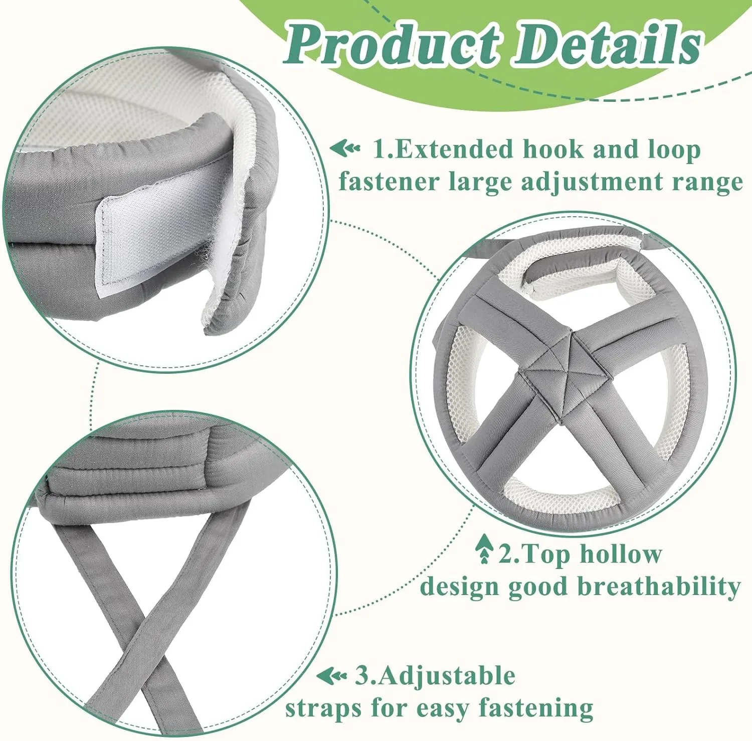 Woanger Anti Fall Elder Head Safety Helmet Thick Soft Protective Hat Adjustable Seniors Fall Prevention Head Protection Cap Breathable Elderly Helmet for Injury Shock Protection