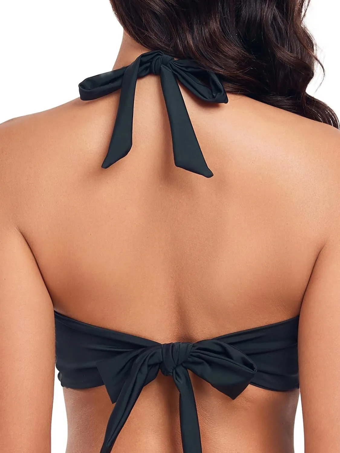Women's Twist Front Halter Bikini Top V Neck Swim Top Padded Bathing Suit Top